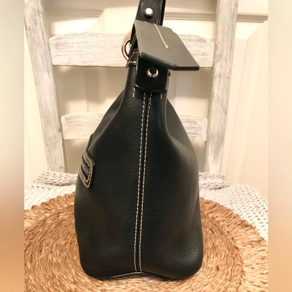 Vintage Dooney & Bourke Black Pebbled Leather Hobo Bag Y2K